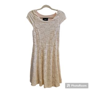 Anthropologie Maeve Dayflower Eyelet Lace Dress Ivory Pink Size S